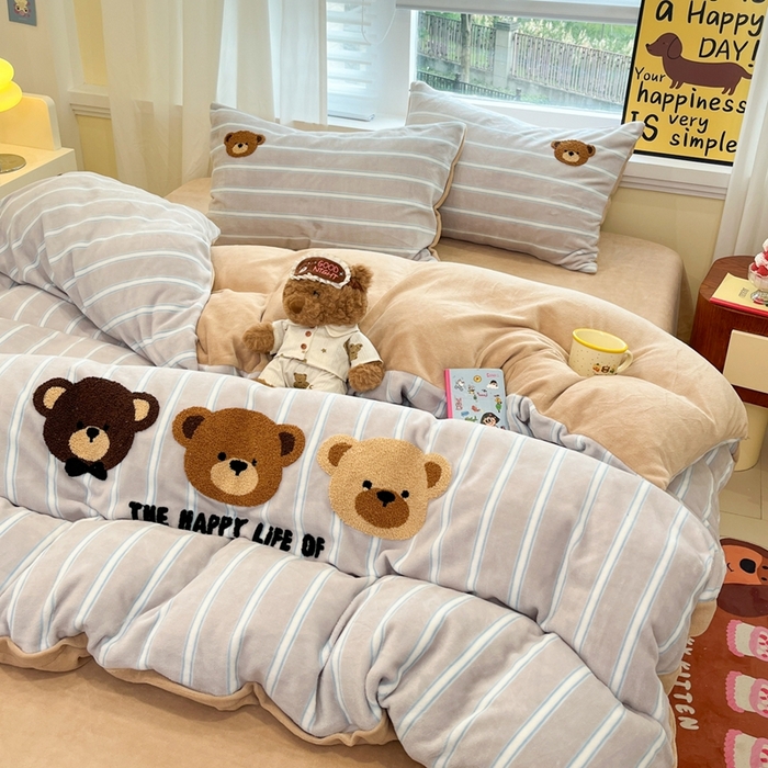 卡通毛巾绣印加绣系列四件套