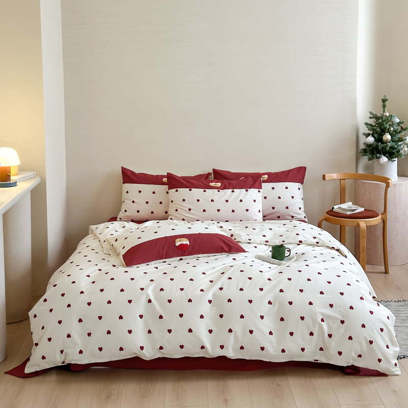 全棉刺绣双拼四件套纯棉