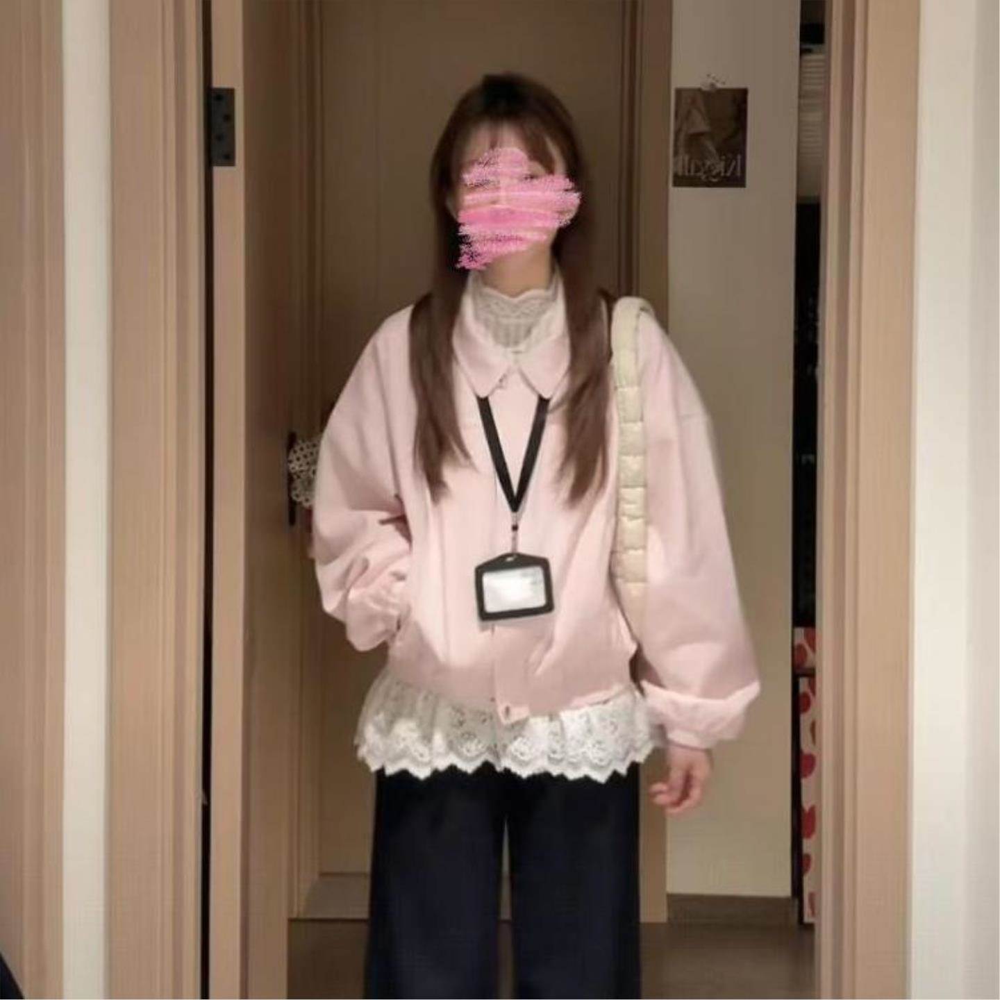 粉色短款春季新款减龄外套立领学生韩版ins小个子宽松时尚夹克
