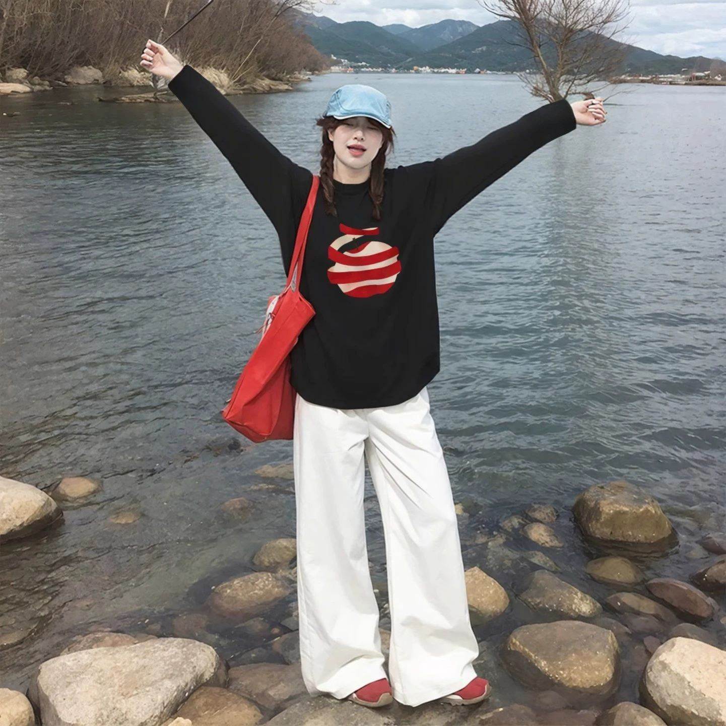 白色长袖t恤女2026新款纯棉内搭早秋宽松打底衫巨好看的女装上衣