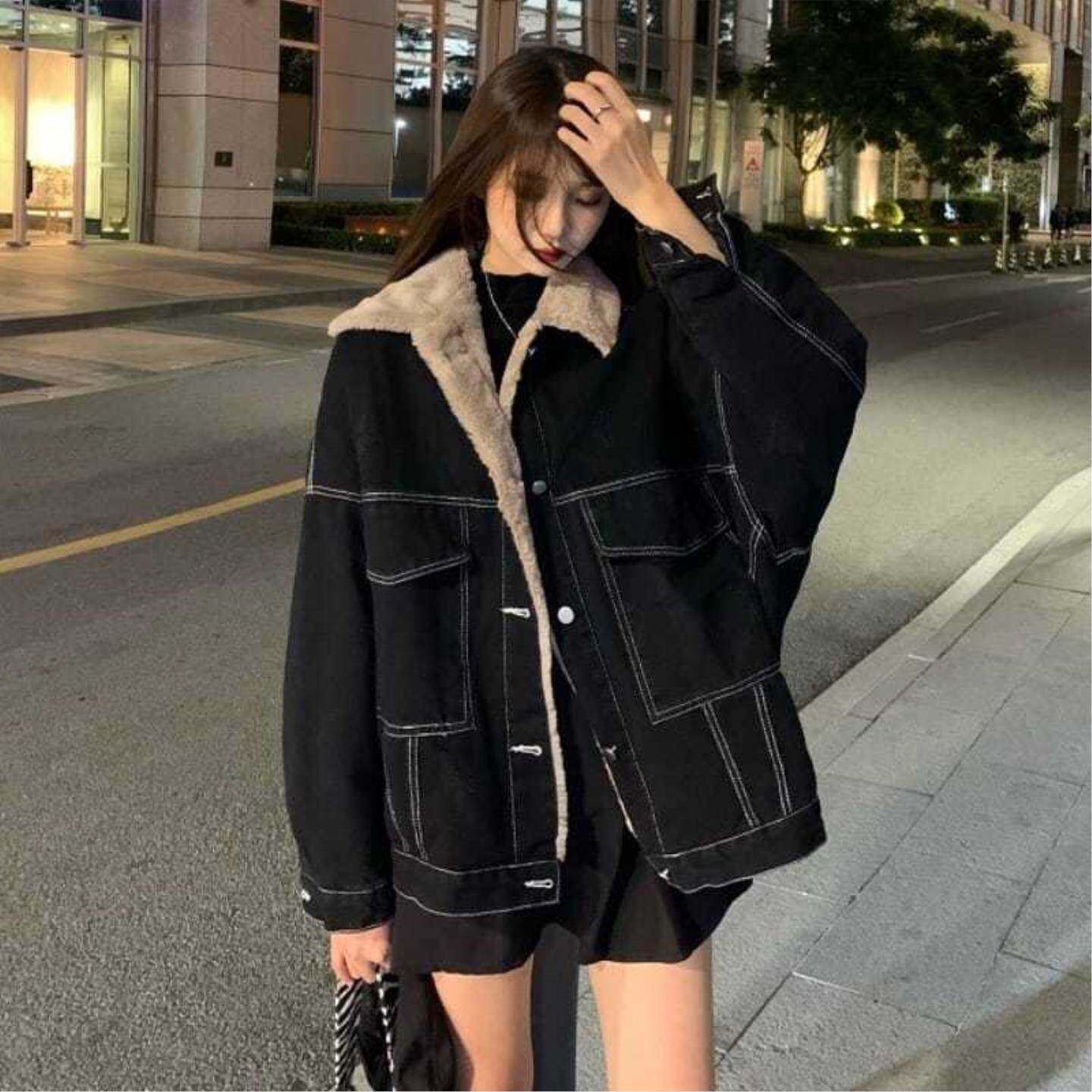 外套女中长款加绒加厚春夏款2026款百搭牛仔加绒上衣棉服长袖