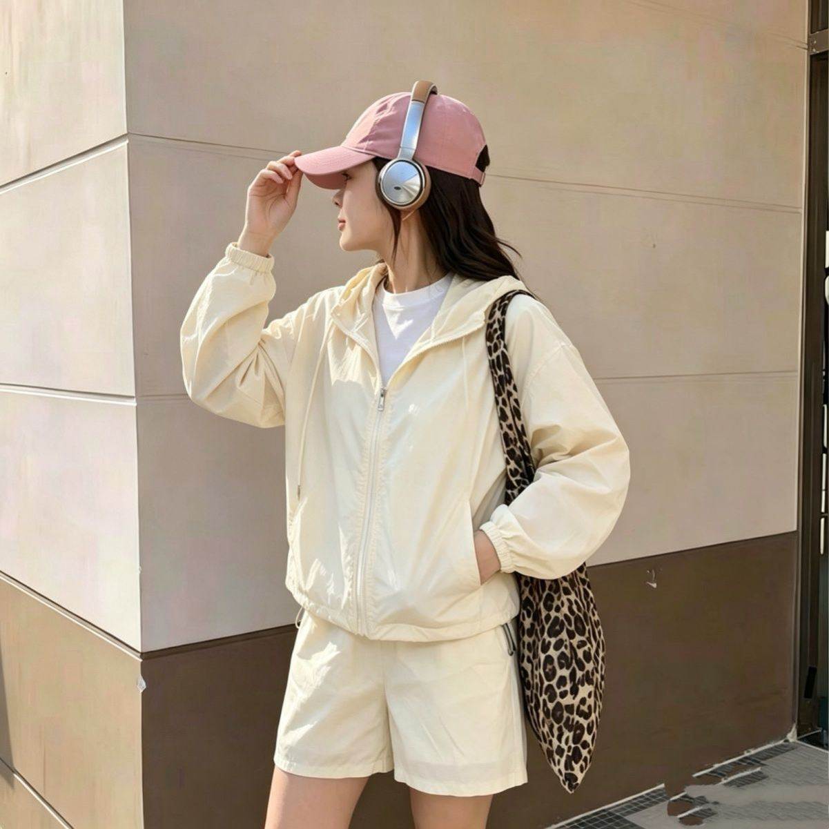 小个子绝美小套装夏季轻薄宽松时尚显瘦防晒衫短裤跑步服两件套