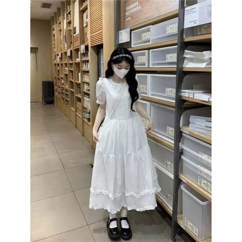 法式甜妹温柔风飞飞袖连衣裙女学生韩版夏季新款收腰显瘦少女裙子