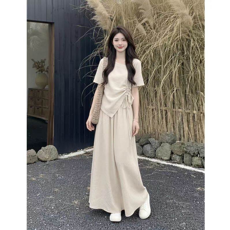 胖mm韩系夏季穿搭大方得体绝美不撞衫款裤裙子2026年掐腰裤裙套装