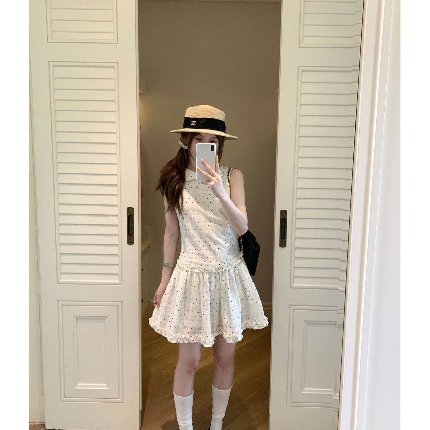少女风娃娃领波点连衣裙女2026新款小众韩版温柔初恋感显瘦裙子