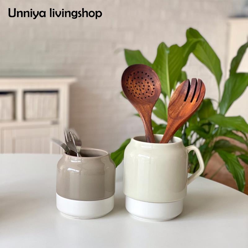 现货韩国进口陶瓷筷子勺子锅铲收纳罐筒tackaon筷子筒防霉沥水架