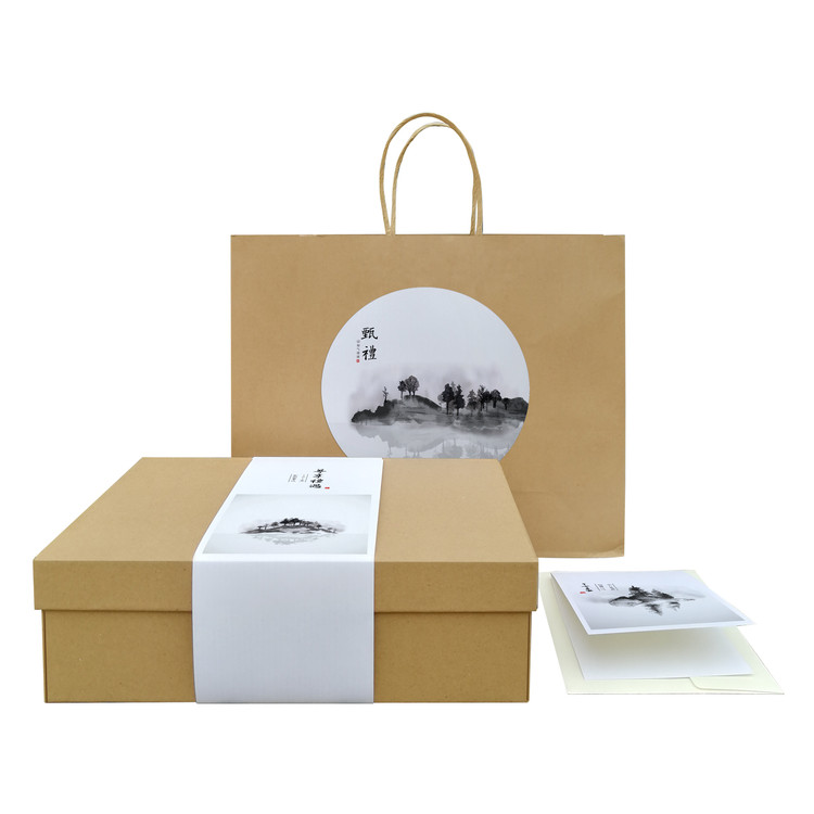 nq40超大中式水墨风简约高级感牛皮纸天地盖通用礼盒包装纸盒定制