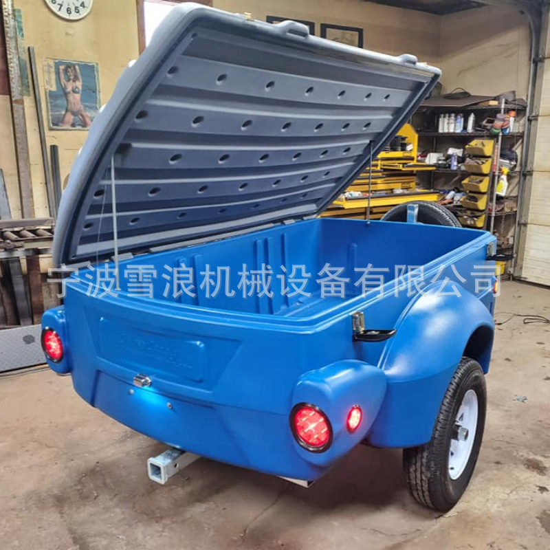 露营旅行拖车可带帐篷/自行车架 塑料尾箱轻型拖挂储存运输工具车