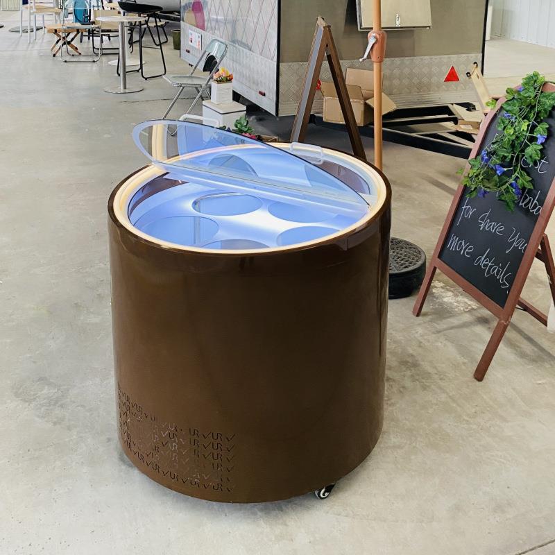 冰淇淋圆形旋转展示柜开门自动停硬质冰激凌冷冻柜冷藏雪糕柜