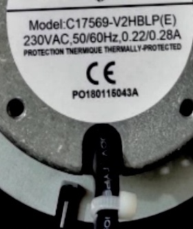 BAIKEFAN C17569-V2HBLP(E) 230V AC 50/60HZ 0.22/0.28A进口风机