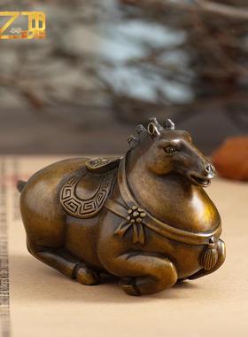 铜马摆件马上有钱手把件铜工艺品小唐马办公室桌面装饰礼品