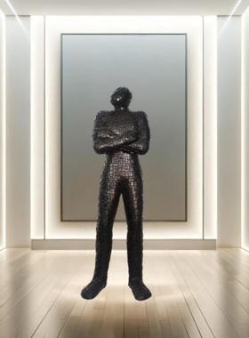 酒店别墅软装艺术大摆件落地现代简约人物雕塑人像增高底座装饰