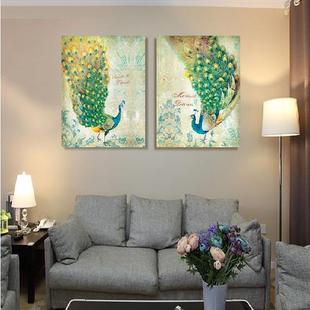 欧式客厅装饰画卧室沙发背景墙画挂画餐厅无框画高雅古典孔雀开屏