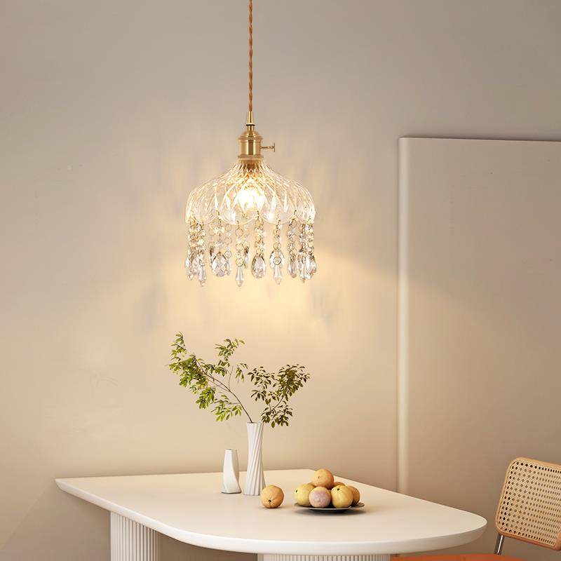 法式水晶玄关小吊灯轻卧奢餐厅过道走廊灯阳台1963头灯网红室灯床