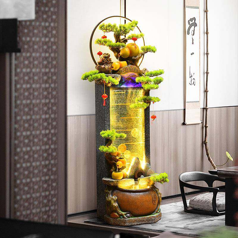 水葫芦流摆件循聚H20522环水聚宝盆招财财客厅落景地假山风水轮开