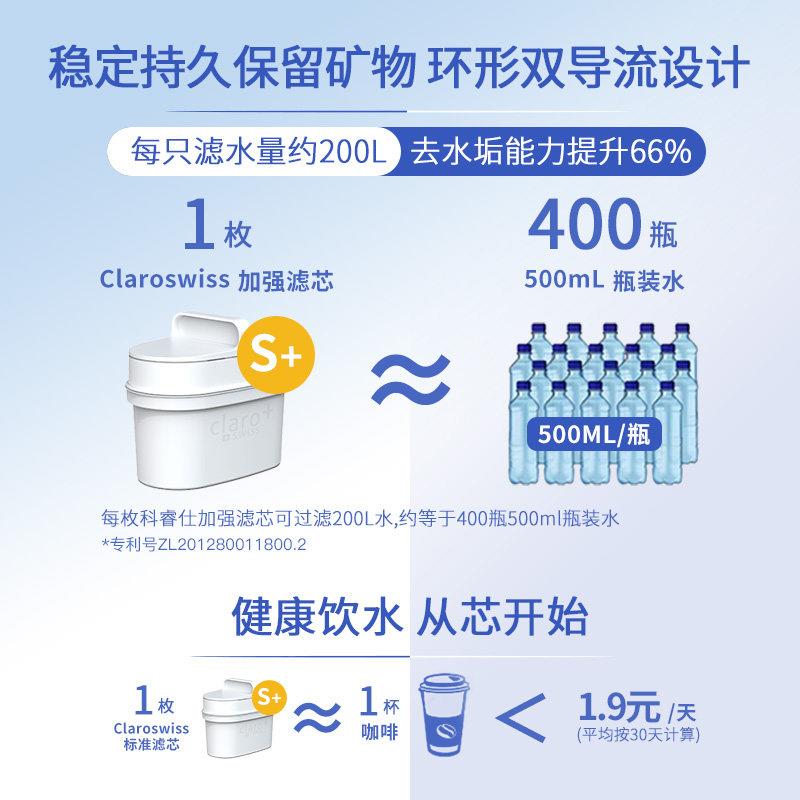 增强版滤Clr科o睿机仕滤芯净水壶过滤水壶软a化自来水净饮水进口