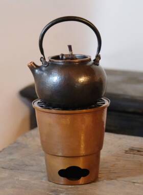 手工ini纯铜小火 紫铜烤色烧围炉煮茶水炉炭火炉m风炉小号酒精炉