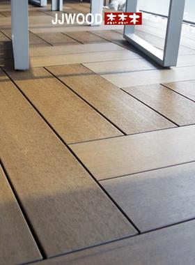 diy木地板户外LQI台塑庭院阳防台无缝卡扣自铺地板腐室外木露塑地