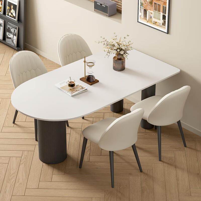 岩桌板半圆岛餐桌一体家户用小型轻奢现三腿代简约台意式新款餐椅