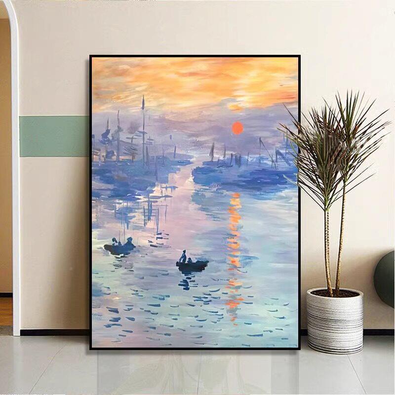 莫奈钻石术画世界名绣画日出玄关风景十字厅2025新款客ORY高级感