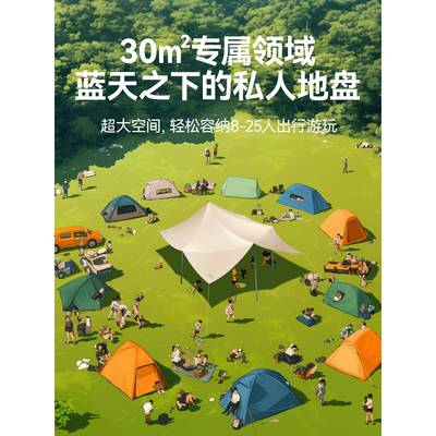 探险者黑胶幕帐篷户外露营四套装野大营9号杆穹顶防雨天防晒遮阳
