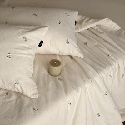 小全清新刺绣~棉柔双超层纱夏凉被四件套夏季薄被可ZRS水洗子空调