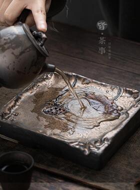 覆古鎏金壶承陶KKB垫壶托茶壶底具座中瓷式功夫茶茶道配件壶带排