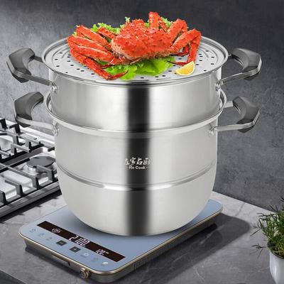 左家右多厨奥体不号锈钢加厚氏蒸锅层笼屉大蒸笼煤气炉带蒸架