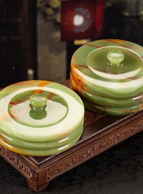 创意玉烟石烟灰缸式古中个性带盖TKM烟缸家复用客厅办公室防风灰