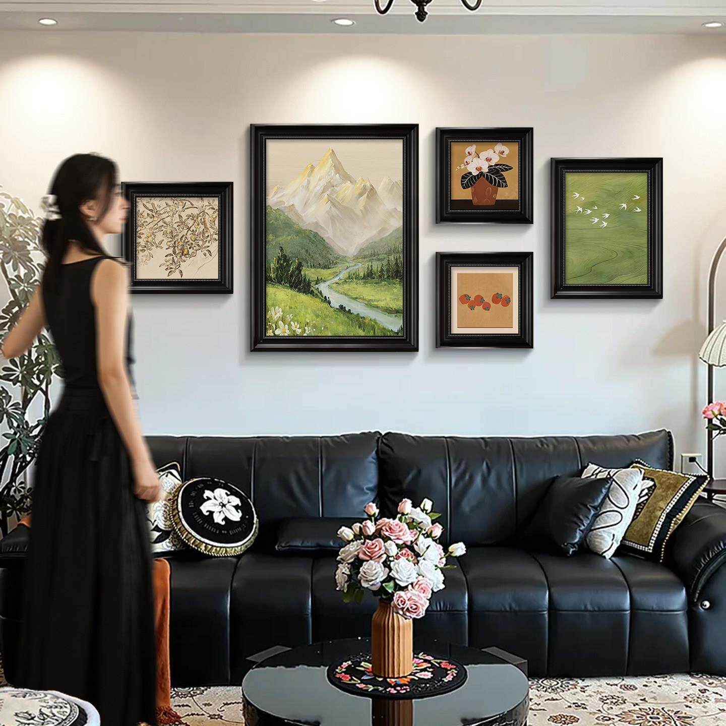 日照金山中FDY6486古风客厅饰沙发背景墙挂画画式山水装风景画饭