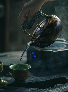 博友制如意提梁钛纯钛烧水壶高XVZ端壶工煮夫茶茶壶轻便户外钛煮