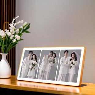 三宫格照片晶瓷三宫定制高水晶相相框做成摆婚台结照照片全家福级