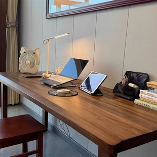 家用电竞桌简约卧室大板书桌工作台两人长桌子 实木双人电脑桌台式