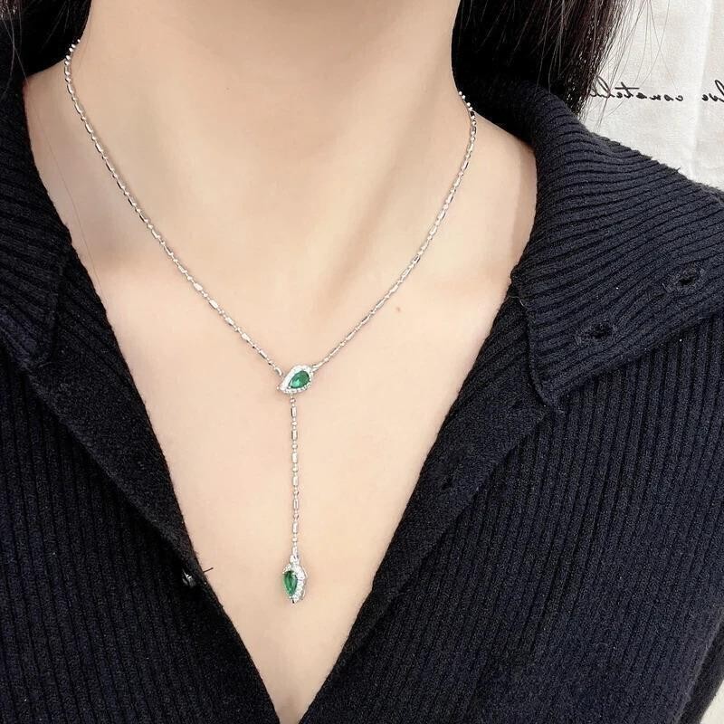云珀坊1合金项链很闪蛇年款小众灵蛇美式锁骨链男款女配饰颈链i