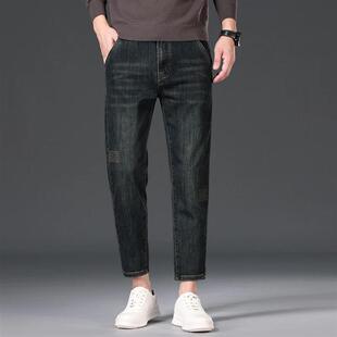 龙普男装店2026新八分牛仔裤男士修身小直筒8分矮个子休闲短腿弹