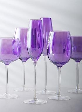 英式黛拉紫色2祇高脚杯香槟杯家用套装北欧新款水晶玻璃红酒杯子