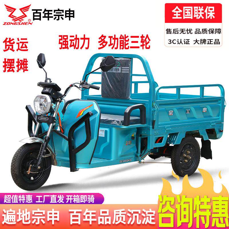 宗申电动三轮车电动车快递车货运家用/农用载重摆摊拉货战 马