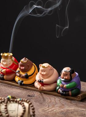 西游记唐僧师徒四人卡通孙悟空猪八戒新中式客厅装饰禅意香插摆件