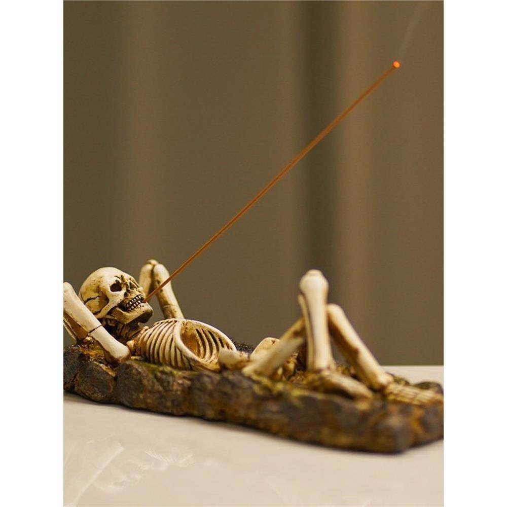 创意线香香插熏香座茶道卧香炉摆件家用室内创意哥特风格骷髅搞怪