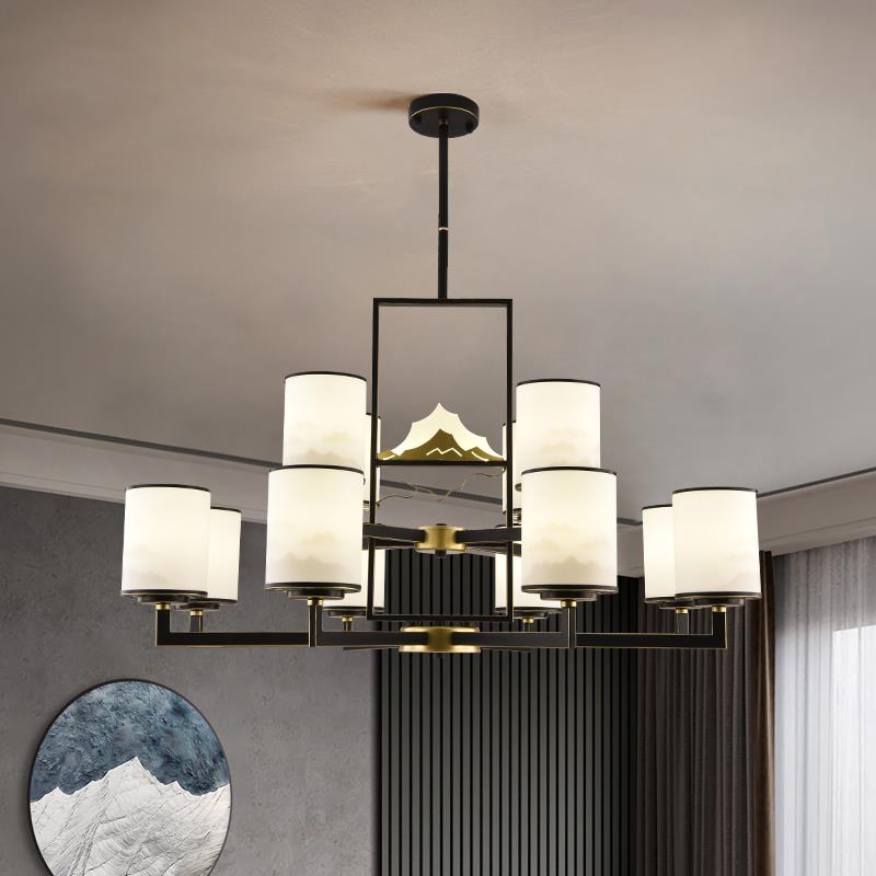 新中式山水吊灯禅意客厅灯简约家用设计师创意灯具全屋套餐组合