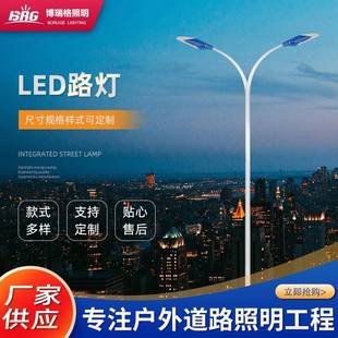 LED市电双臂路灯 户外道路照明9米10米12米高低臂双头路灯杆厂家