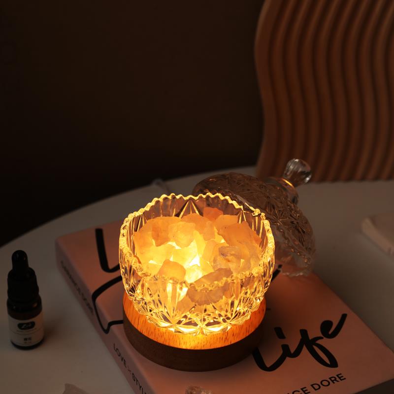 盐灯小夜灯气氛灯创意卧室宿舍睡眠床头灯USB接口生日礼物玻璃罐