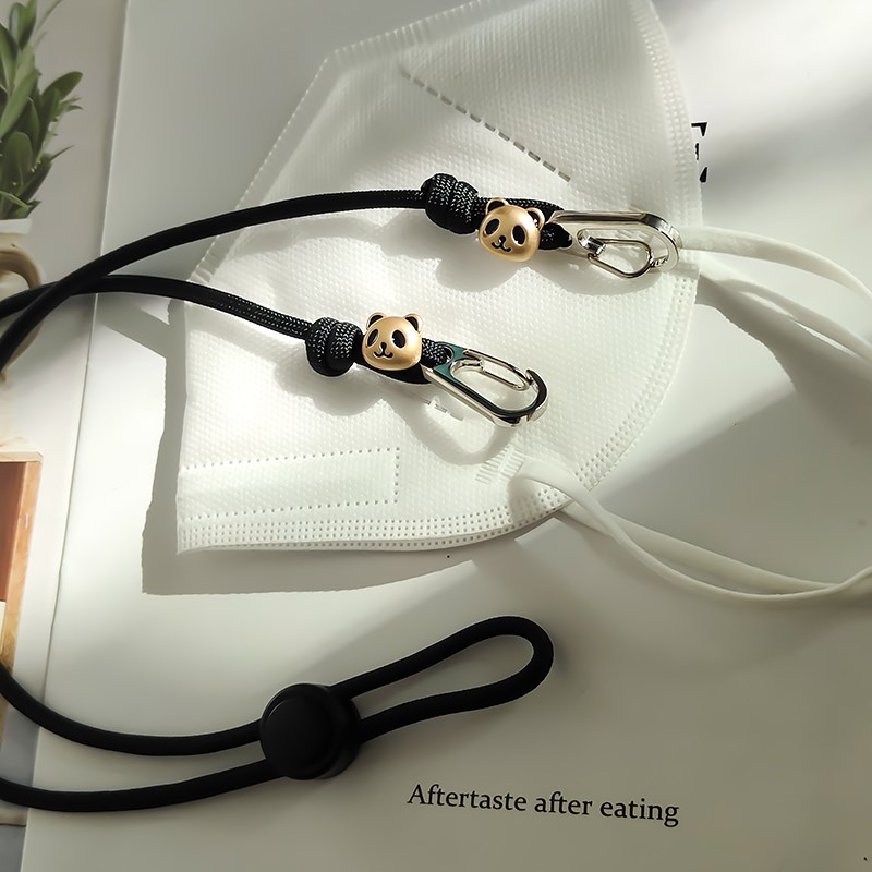 红色熊猫口罩挂绳 本命年 口罩 眼镜防丢挂链 口罩绳 幸运绳 黑色