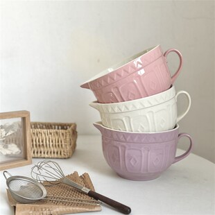 升陶瓷浮雕陶瓷大汤碗尖嘴引流导流烘培打蛋盆釉下彩大容量