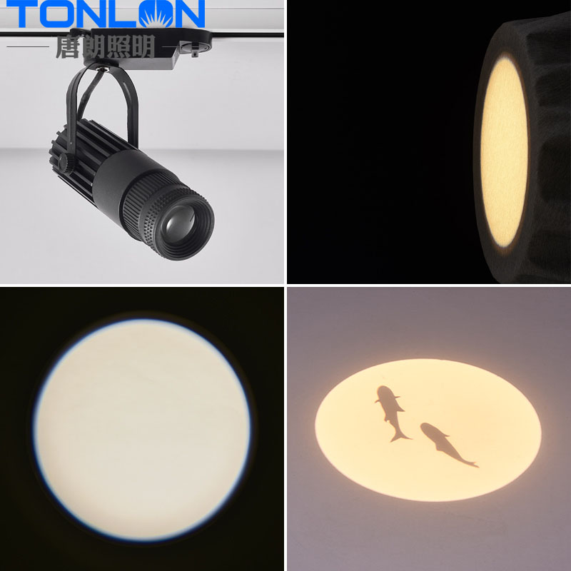 酒吧氛围灯光斑圆圈聚光led轨道射灯ktv餐厅变焦导轨灯明装吸顶式