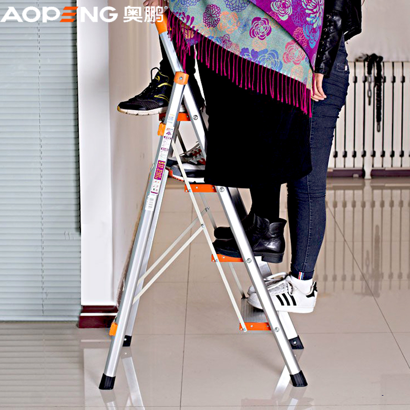 奥鹏加厚铝合金梯子人字梯家用折叠伸缩室内多功能四五步安全楼梯