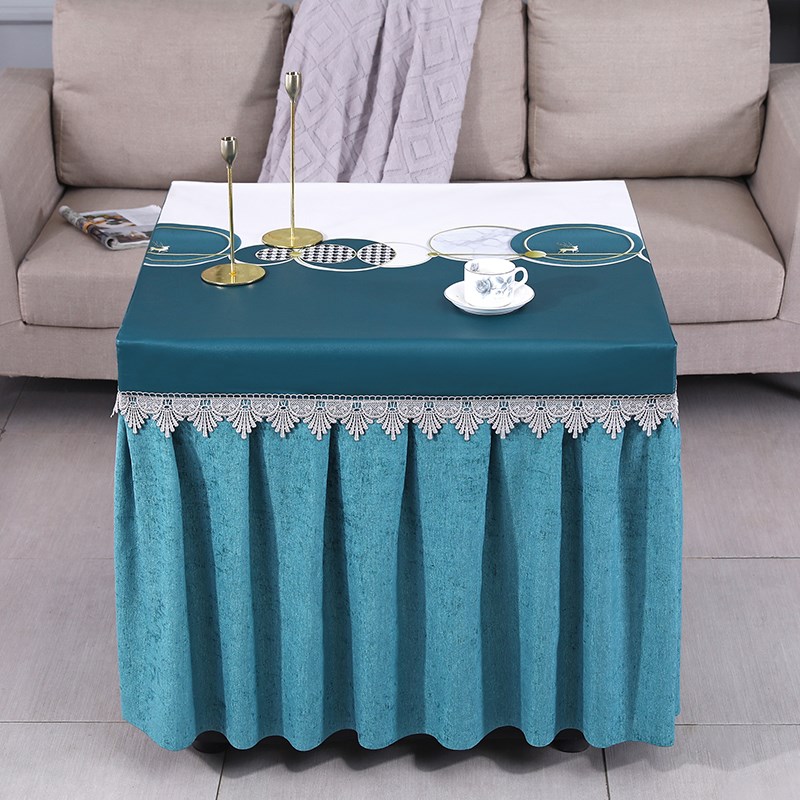 欧式垂纱防水防油防烫耐脏垂边电烤火桌罩雪尼尔布料正方形电炉罩