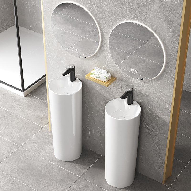 落地式立柱盆一体式洗脸盆小户型卫生间阳台洗手盆酒店台面盆彩色