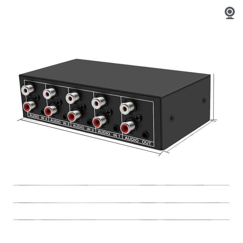 伊利音频切换器四进一出4X1 4端口共享器Lotus Rca和3.5接口立体