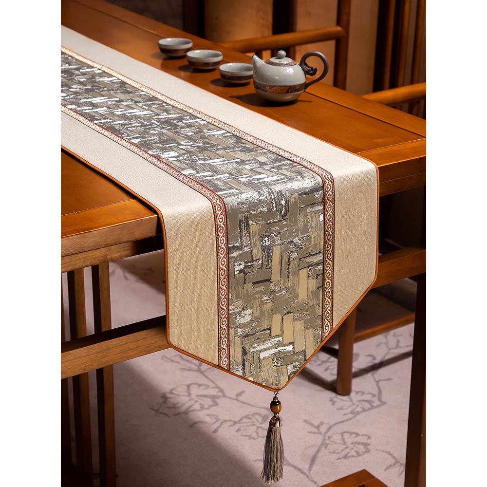 新中式禅意桌旗茶桌垫布茶台布艺长条茶几桌布茶旗茶席茶桌布定制